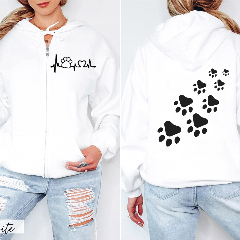Unisex hoodie με εκτύπωση γάτας και φερμουάρ, μοντέλο 1009