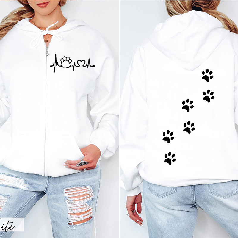 Unisex hoodie με εκτύπωση γάτας και φερμουάρ, μοντέλο 1009