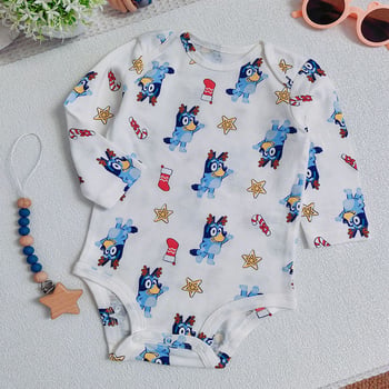 Bavlnený detský overal s dlhými rukávmi, károvaný vzor so zvieratami, unisex