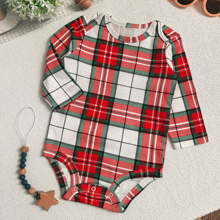 Bavlnený detský overal s dlhými rukávmi, károvaný vzor so zvieratami, unisex
