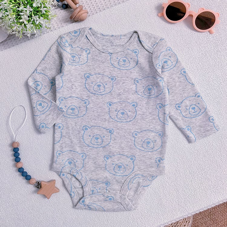 Bavlnený detský overal s dlhými rukávmi, károvaný vzor so zvieratami, unisex