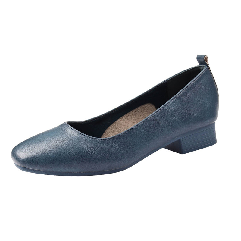 Γυναικεία slip-on παπούτσια με τετράγωνη μύτη και χαμηλό τακούνι, κατάλληλα για καθημερινή και επαγγελματική χρήση, PU επάνω μέρος