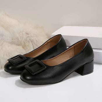 Pantofi casual de damă slip-on, în mărimi mari, cu toc gros, vârf rotund, talpă moale, pentru primăvară-toamnă
