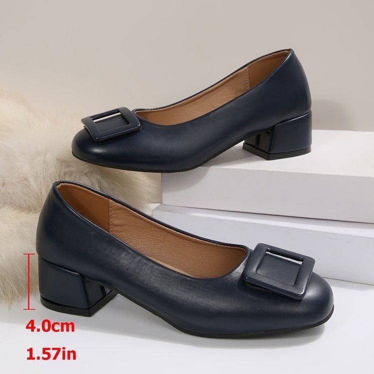 Pantofi casual de damă slip-on, în mărimi mari, cu toc gros, vârf rotund, talpă moale, pentru primăvară-toamnă