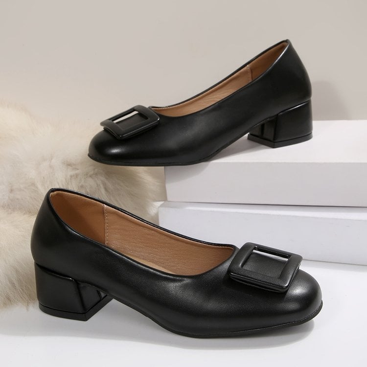 Pantofi casual de damă slip-on, în mărimi mari, cu toc gros, vârf rotund, talpă moale, pentru primăvară-toamnă