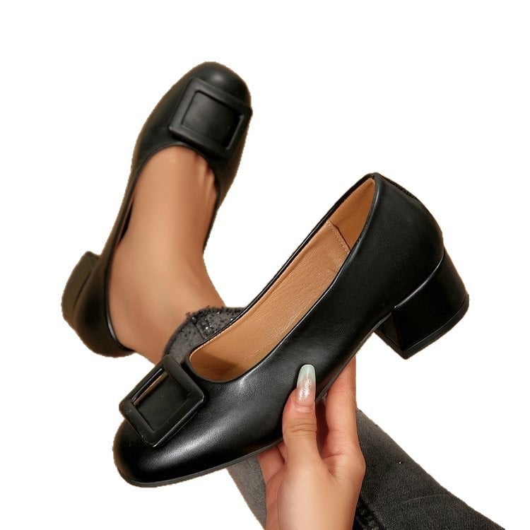 Pantofi casual de damă slip-on, în mărimi mari, cu toc gros, vârf rotund, talpă moale, pentru primăvară-toamnă