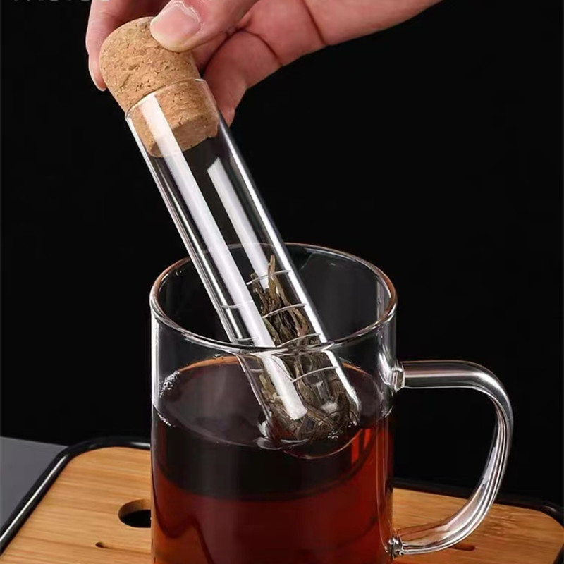 Infuzor de ceai din sticlă borosilicat transparentă, accesorii de ceai cu design inspirat de tubul de test, cel mai nou model