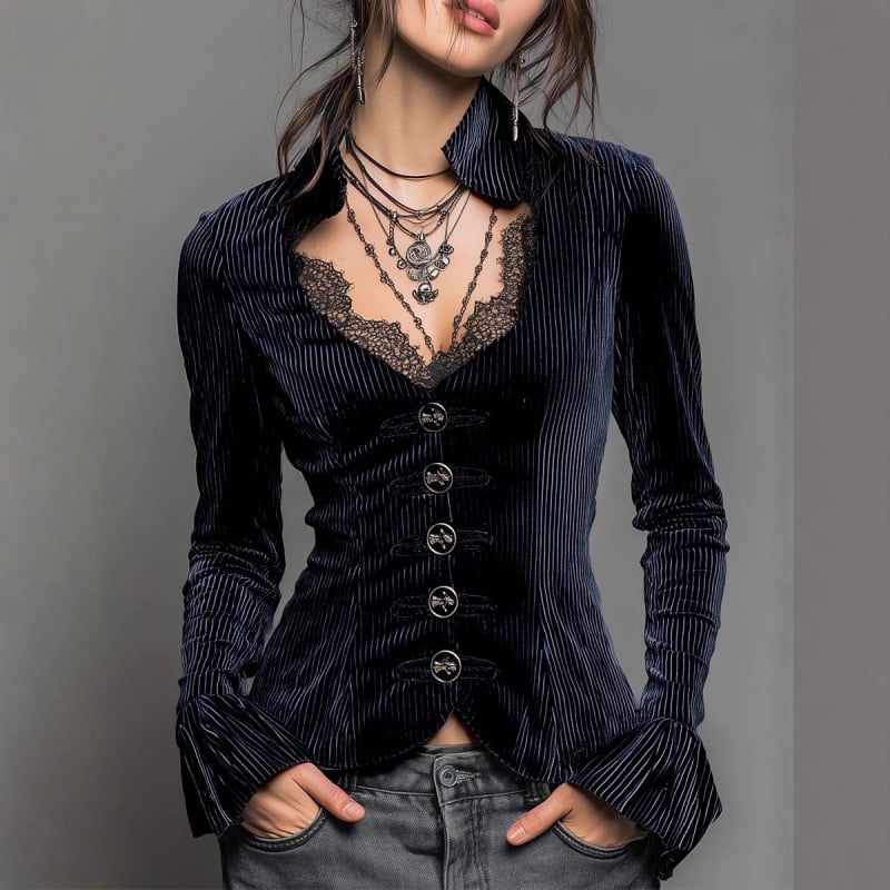 Bluza de damă cu dantelă franțuzească și margine, design elegant, top versatil