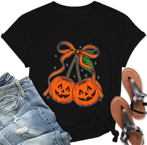 Dámske tričko na Halloween s motívom ducha a tekvice – jesenný kvetinový vzor, európska veľkosť