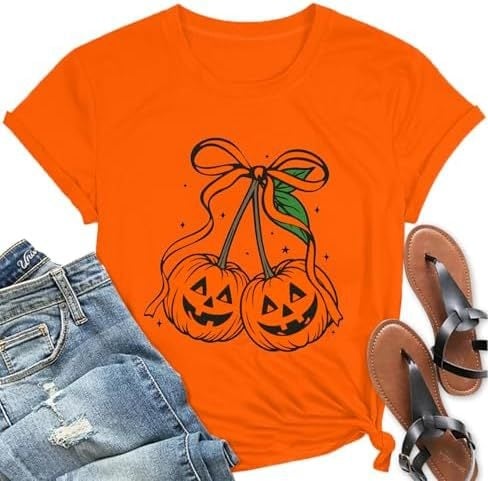 Dámske tričko na Halloween s motívom ducha a tekvice – jesenný kvetinový vzor, európska veľkosť