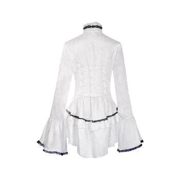 Stredoveké tričko s stojatým golierom a zvonovitými rukávmi, cosplay top, viktoriánske gotické čipky.