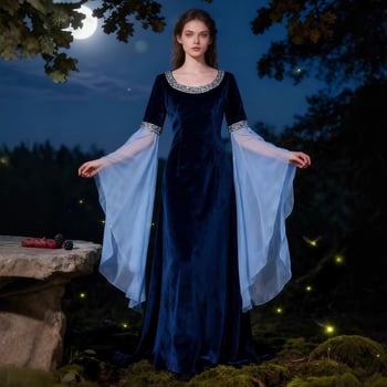 Elf princezná šaty na Halloween, stredoveké retro dvorné šaty, dlhé šaty na cosplay