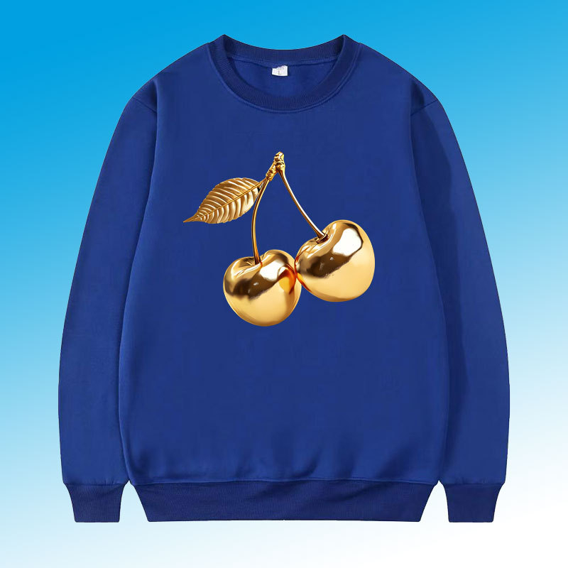 Νεανικό μοντέρνο πουλόβερ με εκτύπωση κερασιών, unisex, με στρογγυλό λαιμό, casual αθλητικό στυλ