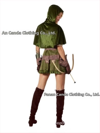 Zelený velúrový set sukne a plášťa Robin Hood pre ženy, retro stredoveký nordický cosplay kostým