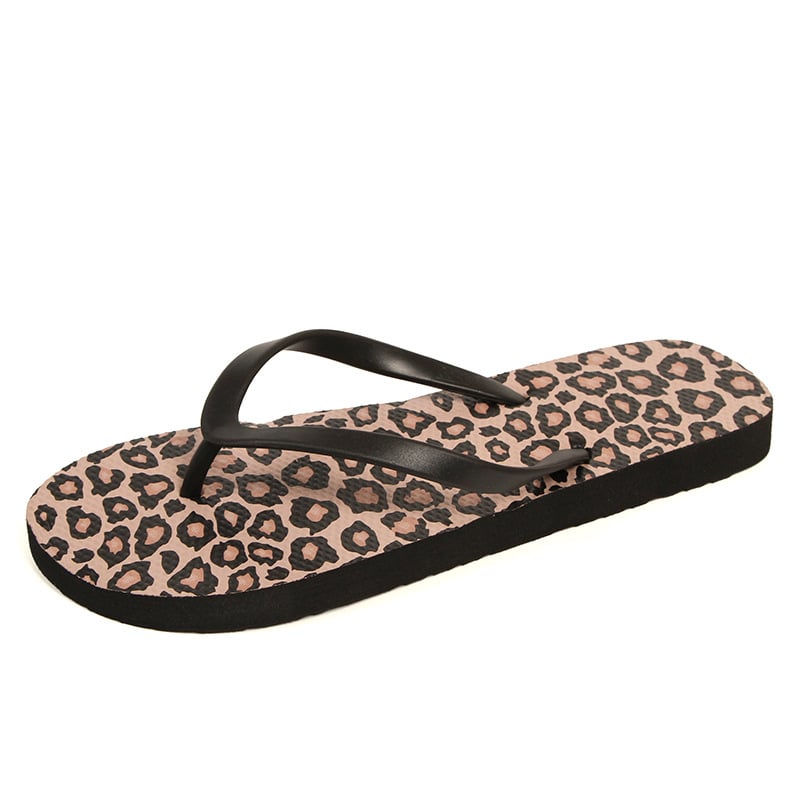 Letné protišmykové žabky pre ženy s leopardím vzorom, plážové sandále