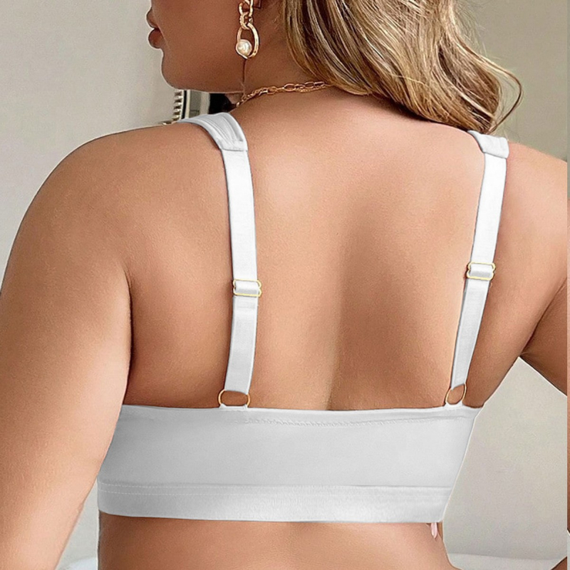 Sutien cu închidere frontală, model lucios, ultra-subțire, fără armături, fără burete, cupe mari