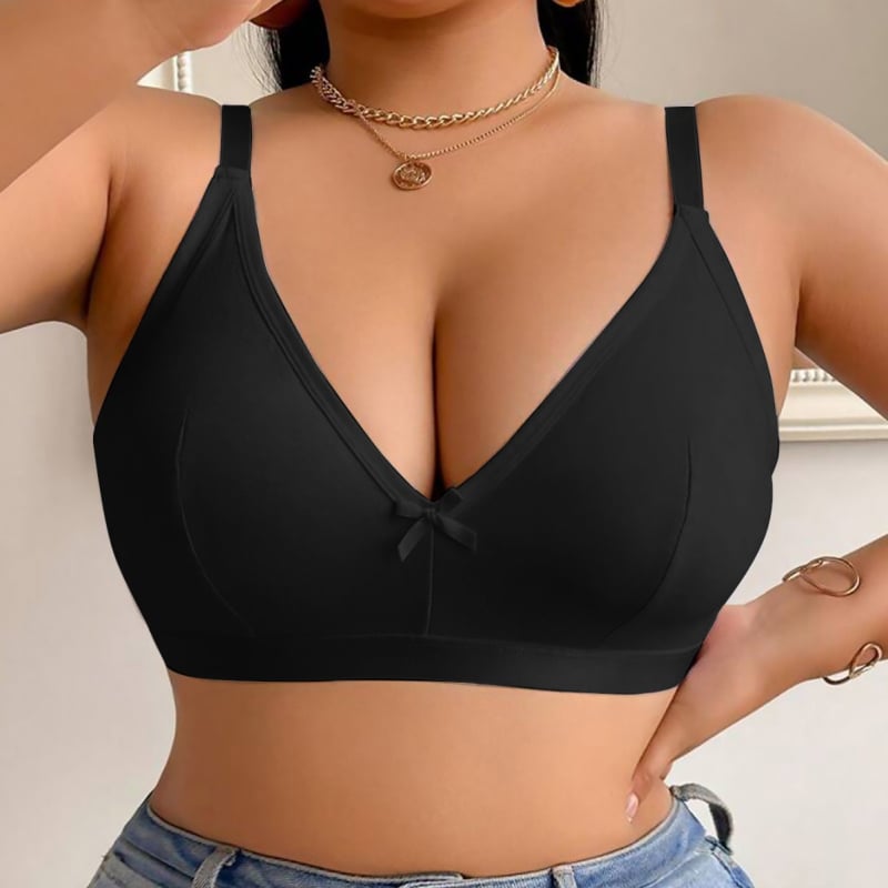 Sutien fără sârmă pentru mărimi mari, cupe complete, căptușeală din bumbac, material nylon, stil simplu