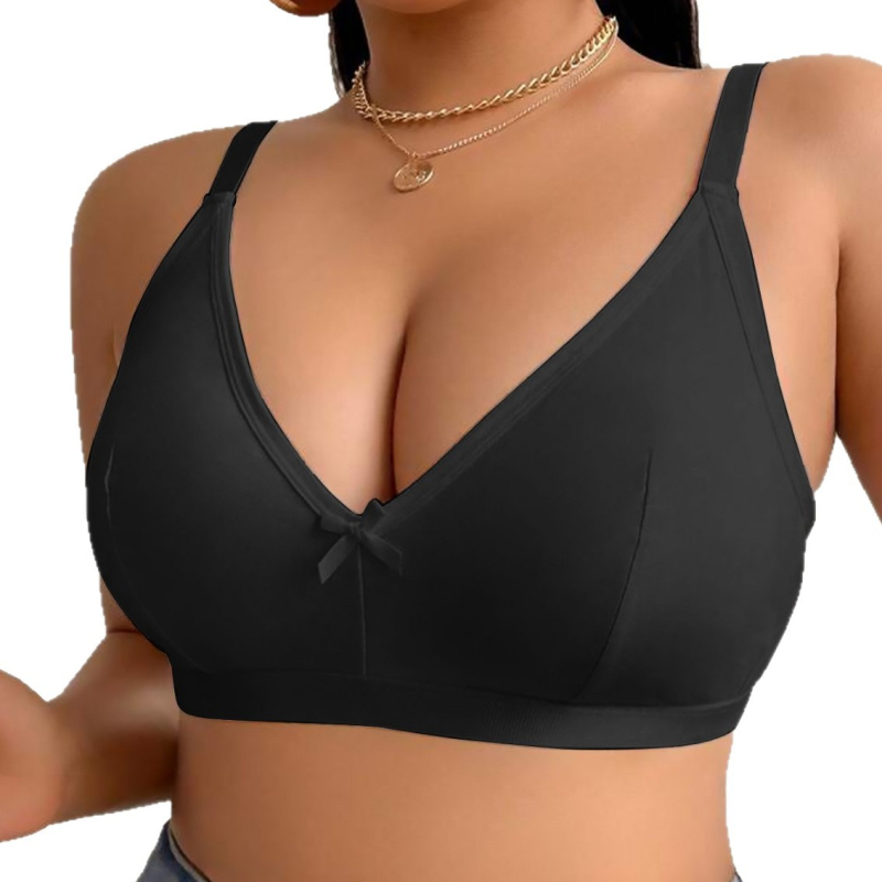 Sutien fără sârmă pentru mărimi mari, cupe complete, căptușeală din bumbac, material nylon, stil simplu