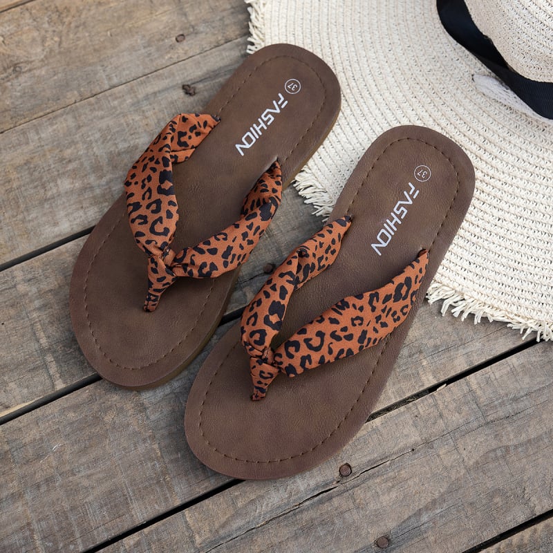 Sandale pentru femei cu imprimeu leopard-zebră, vară casual și stilate, confortabile pentru purtare în aer liber, talpă antiderapantă