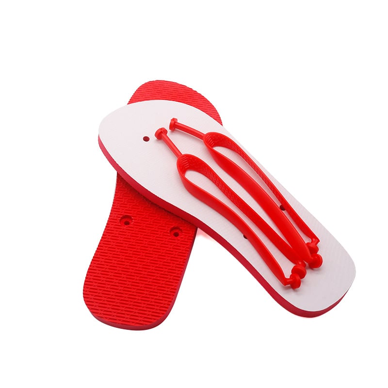EX Férfi flip-flop hőtranszferes színes dizájnnal — fehér textil felsőrész, gumírozott talp, strandpapucs