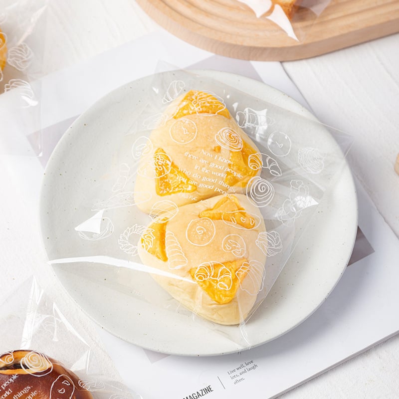 Átlátszó zipzáras kenyérzsákok bagelhez, pirítósokhoz és fánkokhoz; önzáró csomagoló tasakok piknikhez.