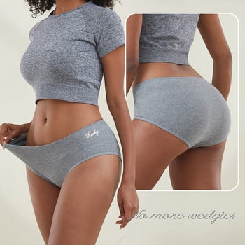 Slipuri feminine din bumbac, talie medie, respirabile, modelare, ridicare a feselor, culoare solidă