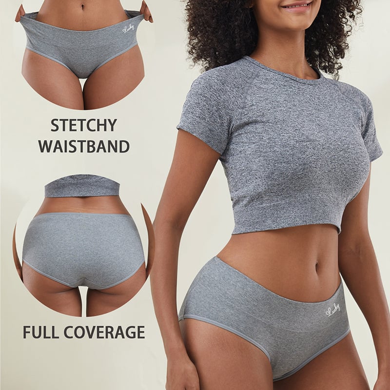 Slipuri feminine din bumbac, talie medie, respirabile, modelare, ridicare a feselor, culoare solidă