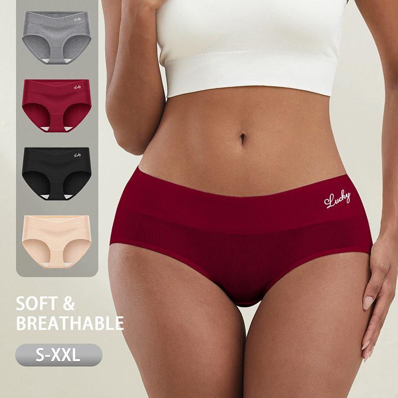 Slipuri feminine din bumbac, talie medie, respirabile, modelare, ridicare a feselor, culoare solidă