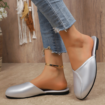 Dámske slip-on sandále s plochou podrážkou, veľká veľkosť, leto 2025, korejský štýl, mäkká podrážka