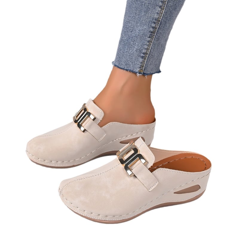 Ženske sandale s zatvorenim prstom, velike veličine, debela klinova potplat, slip-on za plažu, ljeto