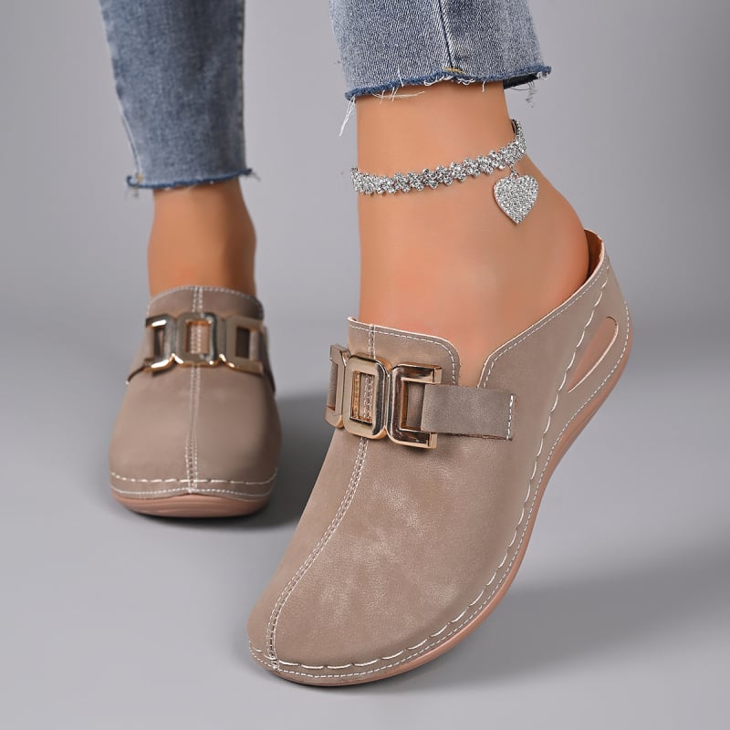 Ženske sandale s zatvorenim prstom, velike veličine, debela klinova potplat, slip-on za plažu, ljeto
