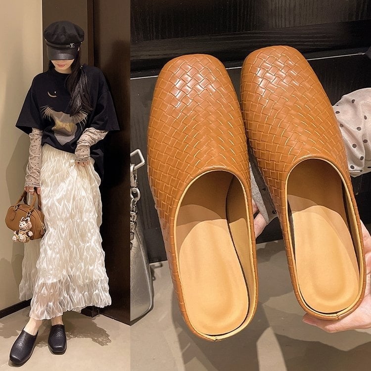 Vintage női slip-on mules, puha talppal és puha felsőrésszel, kültéri viselet, 2026 tavasz–nyár