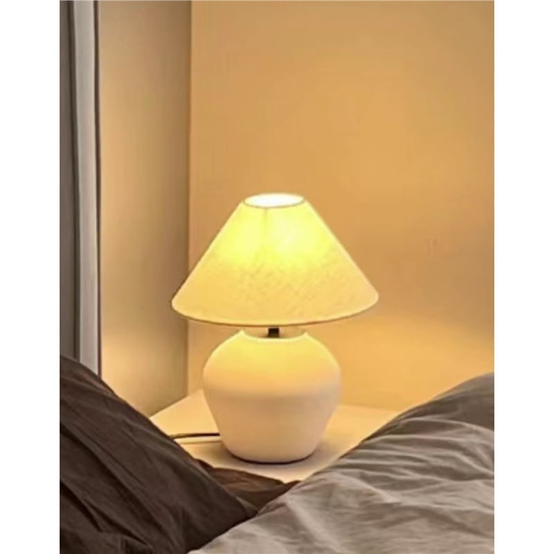 Wabi-sabi keramická stolná lampa s drevenou základňou, retro nočná lampa do obývačky, pracovne alebo spálne