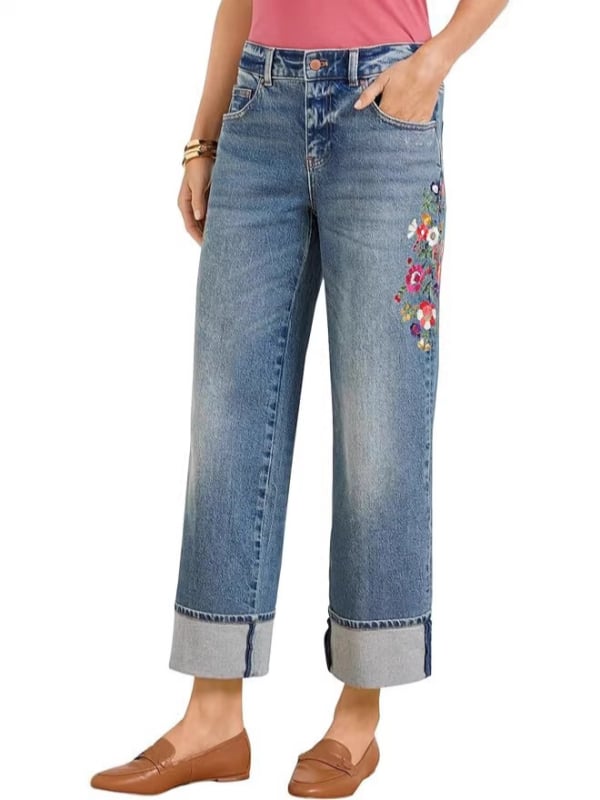 Női farmer nadrág denim anyagból, Slim-Fit fazon, uplift hatás a fenéknek, középmagas derék, kék denim, hosszú szárú szűk nadrág, városi lezser stílus, nyár 2025