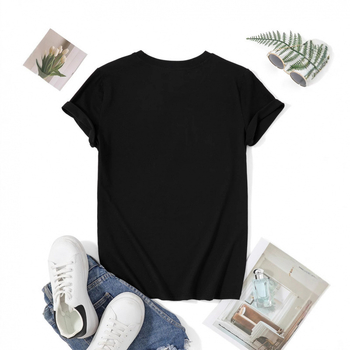 Γυναικείο κοντομάνικο T‑shirt με εκτύπωση, καλοκαίρι 2025, χαλαρή εφαρμογή, στρογγυλός λαιμός