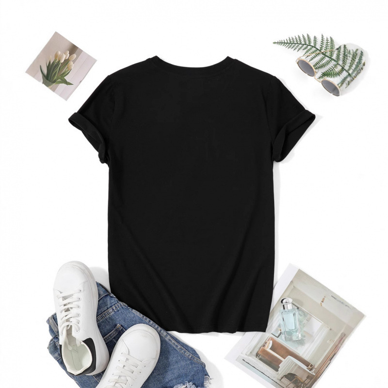 Γυναικείο κοντομάνικο T‑shirt με εκτύπωση, καλοκαίρι 2025, χαλαρή εφαρμογή, στρογγυλός λαιμός