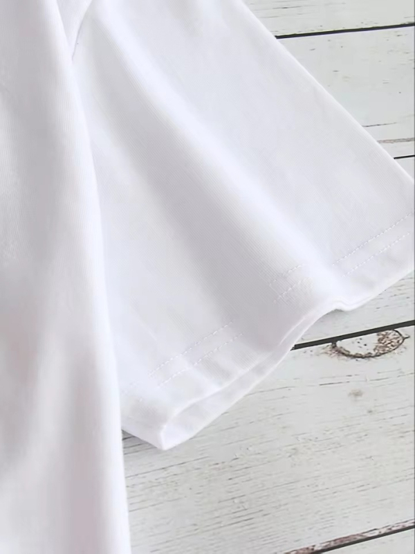 Γυναικείο T-shirt με εκτύπωση, μεγάλο μέγεθος, στρογγυλό λαιμό, κοντά μανίκια, βαμβακερό, άνετο καθημερινό top, ευρωπαϊκό στυλ, 1-7XL