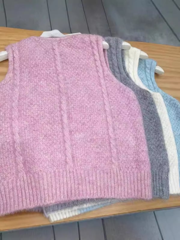 Gri vestă tricotată în stil vintage pentru femei, decolteu în V, croială lejeră, pentru primăvară și toamnă