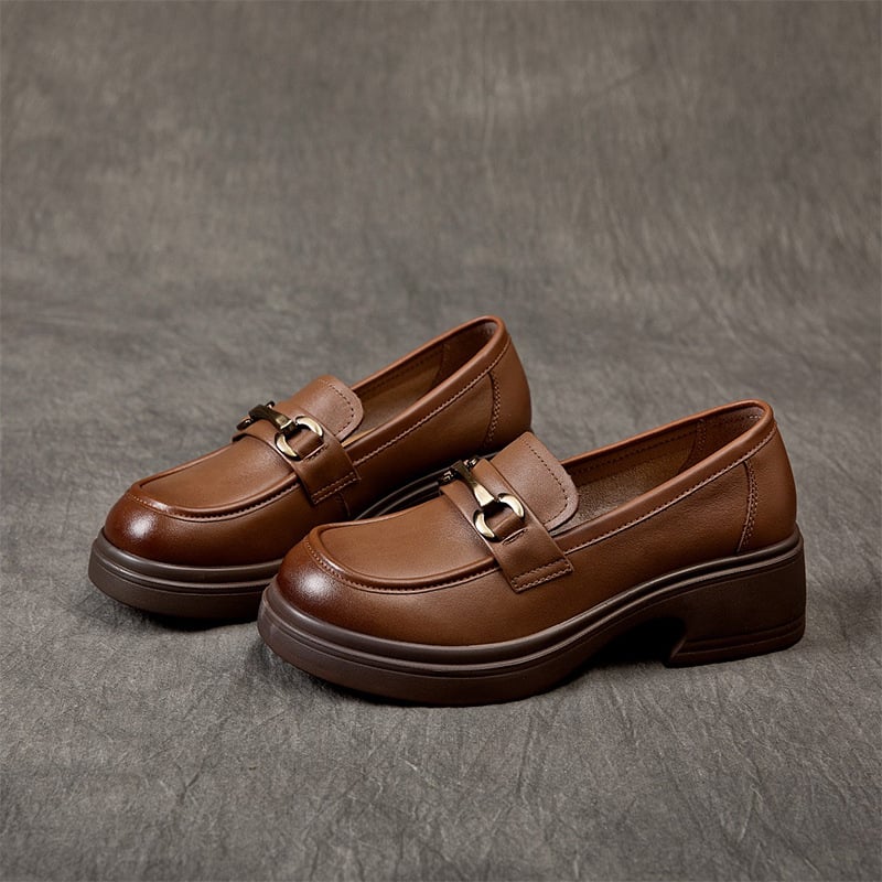 1956256 Női bőrből készült loafer cipő, fekete, lapos talpú, kényelmes puha talppal, munkához (tavasz–ősz)