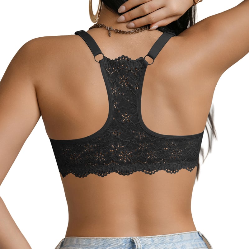 Sutien push-up cu închidere frontală, cupă 3/4, nylon respirabil, căptușeală din bumbac, bretele reglabile, design plăcut al spatelui