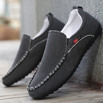Ανδρικά λοφέρ από λινό, αναπνεύσιμα slip-on casual παπούτσια με καουτσούκ σόλα για φθινόπωρο