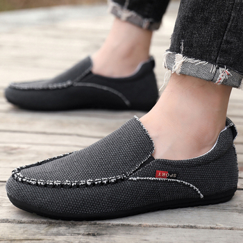 Ανδρικά λοφέρ από λινό, αναπνεύσιμα slip-on casual παπούτσια με καουτσούκ σόλα για φθινόπωρο