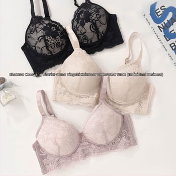 Tume Xiyin čipková push-up podprsenka so železným kruhom, nastaviteľné ramienka, košík 3/4, priedušná sexy bielizeň pre ženy