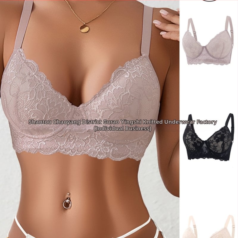 Tume Xiyin čipková push-up podprsenka so železným kruhom, nastaviteľné ramienka, košík 3/4, priedušná sexy bielizeň pre ženy