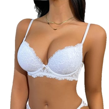 Krajková push-up podprsenka s kosťami, bezšvový dizajn, bočná opora, nastaviteľné ramienka, 3/4 košíčky