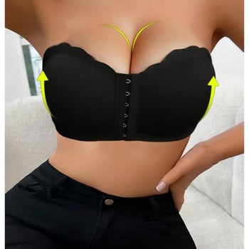 Bustier fără bretele, cu închidere frontală, ușor, respirabil, fără arc, plus size
