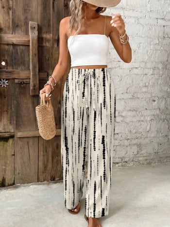 2026 Noi pantaloni largi casual pentru femei, Shein, talie elastică, croială lejeră