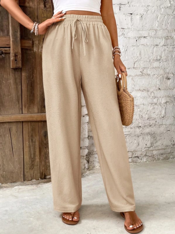 2026 Noi pantaloni largi casual pentru femei, Shein, talie elastică, croială lejeră