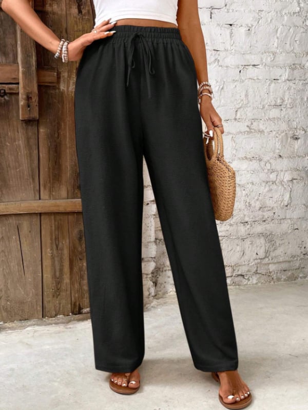 2026 Noi pantaloni largi casual pentru femei, Shein, talie elastică, croială lejeră
