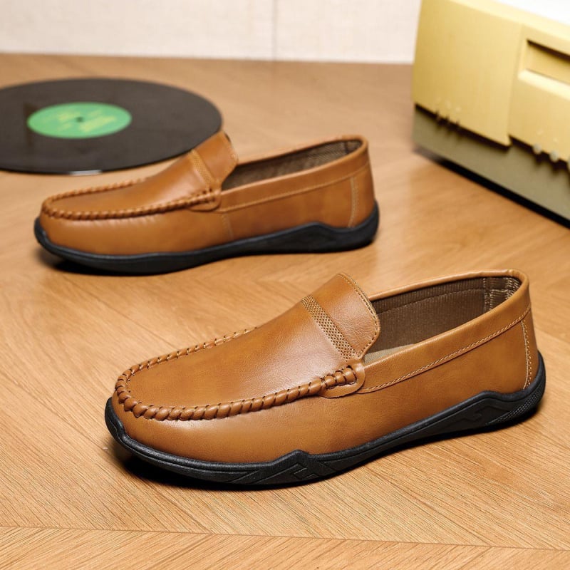 Mocasini loafers negri pentru bărbați, piele, 2025 nou stil, a 2-a generație